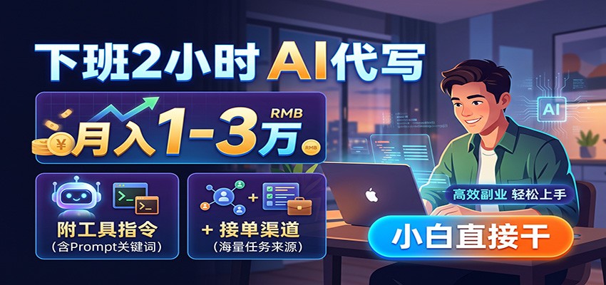 下班2小时AI代写,月入1-3万,附工具指令+接单渠道,小白直接干-卓越网创