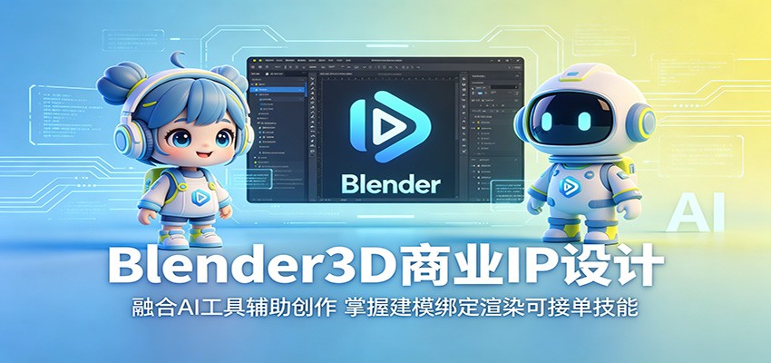 Blender3D商业IP设计：融合AI工具辅助创作，掌握建模绑定渲染可接单技能-卓越网创
