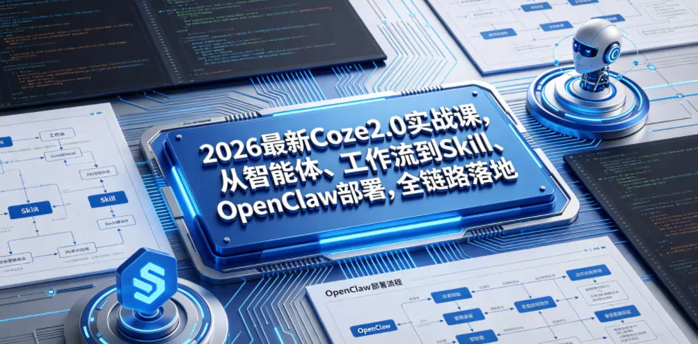 2026最新Coze2.0实战课,从智能体、工作流到Skill、OpenClaw部署,全链路落地-卓越网创