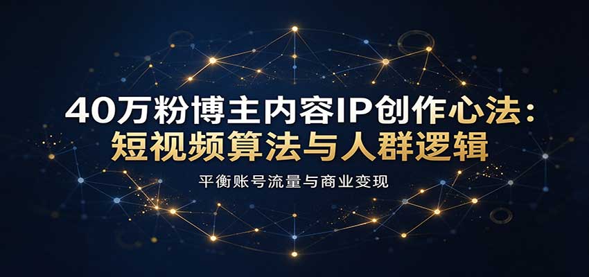 40万粉博主内容IP创作心法：短视频算法与人群逻辑，平衡账号流量与商业变现-卓越网创