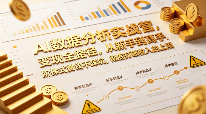 AI数据分析实战营,变现全路径,从新手到高手,阶梯式賺钱不踩坑,彻底打破收入的上限-卓越网创
