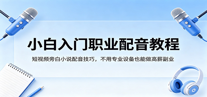 小白入门职业配音教程,短视频旁白小说配音技巧,不用专业设备也能做高薪副业 小白入门职业配音教程,短视频旁白小说配音技巧,不用专业设备也能做高薪副业
