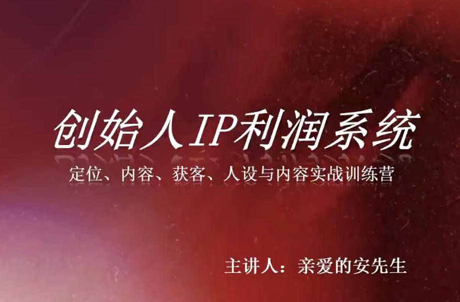 创始人IP利润系统8月训练营，定位、内容、获客、人设与内容实战训练营-卓越网创