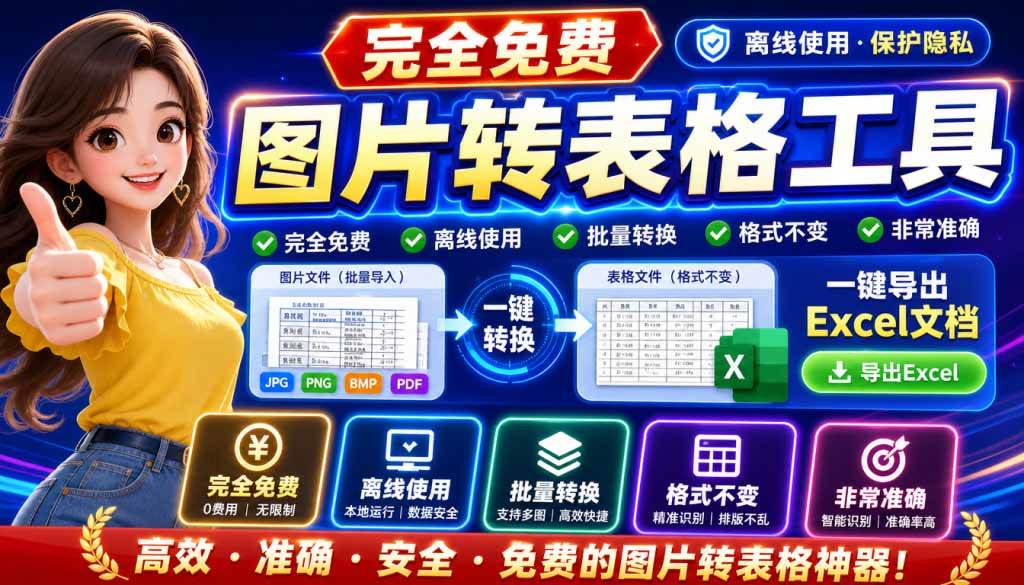 (19972期)图片表格识别提取工具,支持一键从图片中智能提取表格并导出Excel文件,可离线免网运行,FastTableOCR-卓越网创