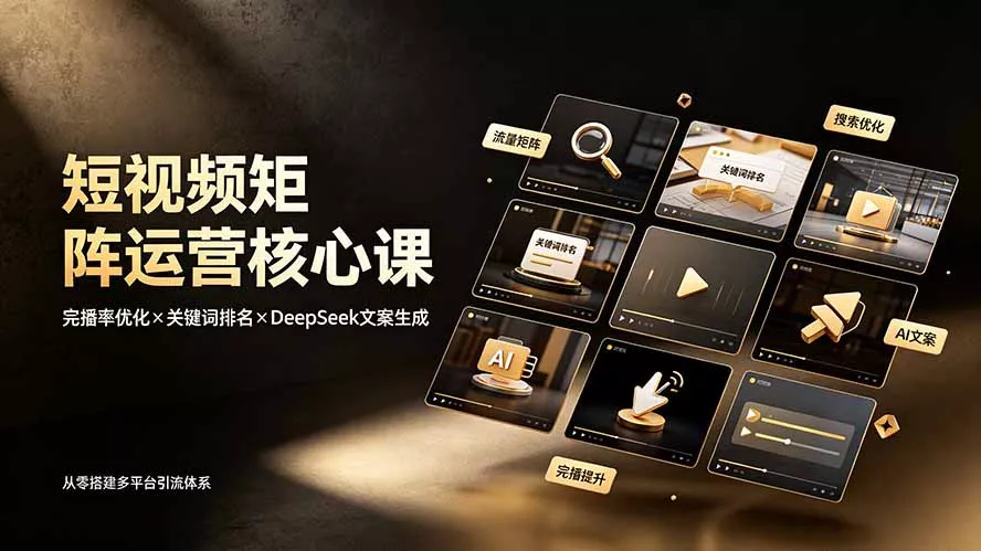 短视频矩阵运营核心课:完播率优化×关键词排名×DeepSeek文案生成,从零搭建多平台引流体系-卓越网创