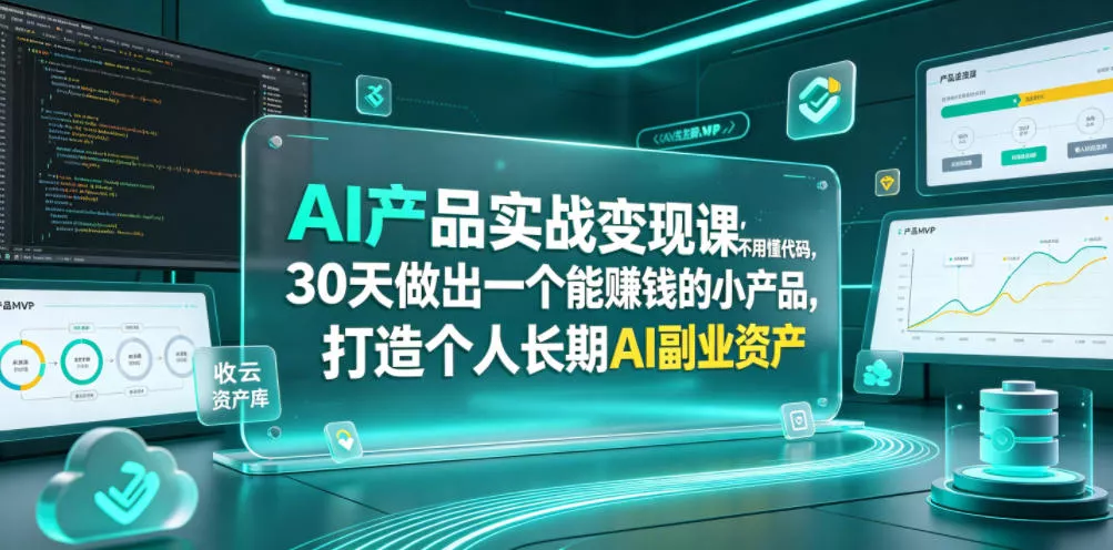 AI产品实战变现课,不用懂代码,30天做出一个能賺钱的小产品,打造个人长期AI副业资产 AI产品实战变现课,不用懂代码,30天做出一个能賺钱的小产品,打造个人长期AI副业资产