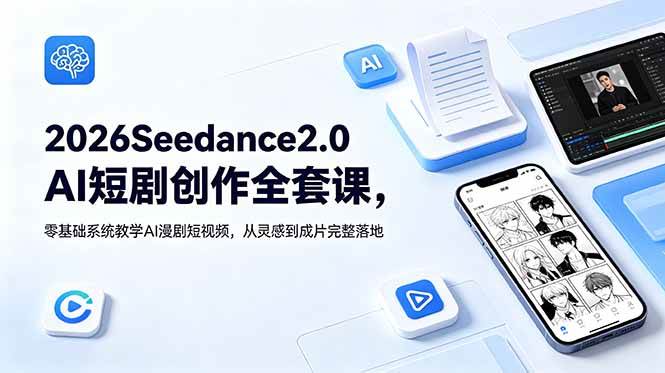 (18958期)2026Seedance2.0AI短剧创作全套课,零基础系统教学AI漫剧短视频,从灵感到成片完整落地 (18958期)2026Seedance2.0AI短剧创作全套课,零基础系统教学AI漫剧短视频,从灵感到成片完整落地