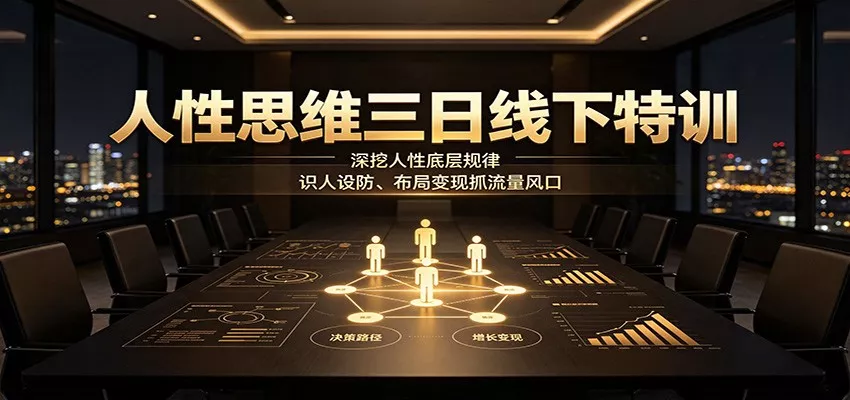 人性思维三日线下特训:深挖人性底层规律,识人设防、布局变现抓流量风口-卓越网创
