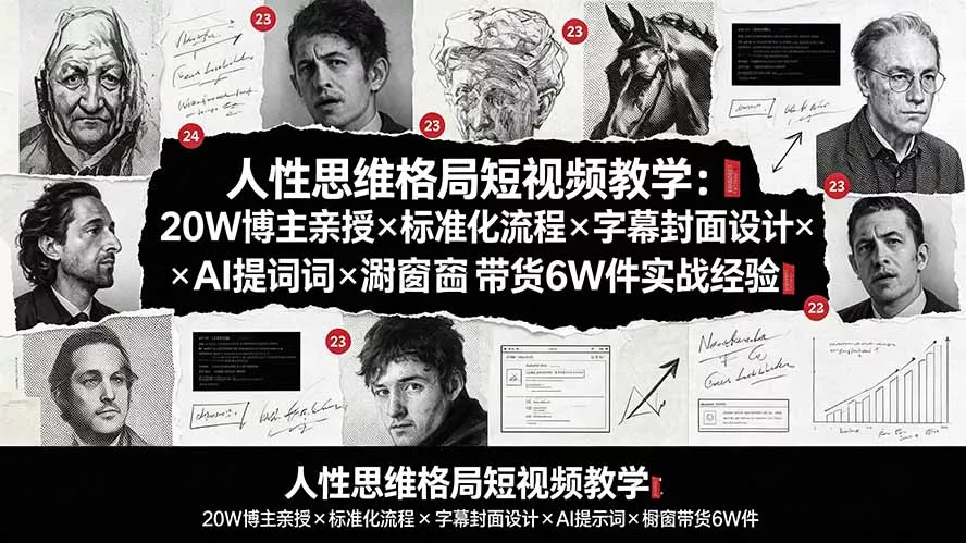 人性思维格局短视频教学:20W博主亲授×标准化流程×字幕封面设计×AI提示词×橱窗带货6W件实战经验 人性思维格局短视频教学:20W博主亲授×标准化流程×字幕封面设计×AI提示词×橱窗带货6W件实战经验