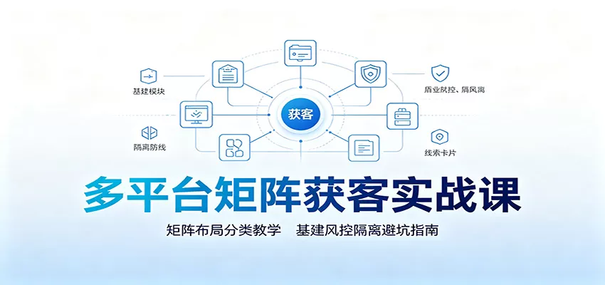 多平台矩阵获客实战课:矩阵布局分类教学,基建风控隔离避坑指南-卓越网创