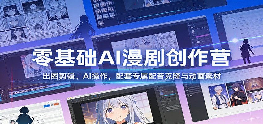 零基础AI漫剧创作营：出图剪辑、AI操作，配套专属配音克隆与动画素材-卓越网创