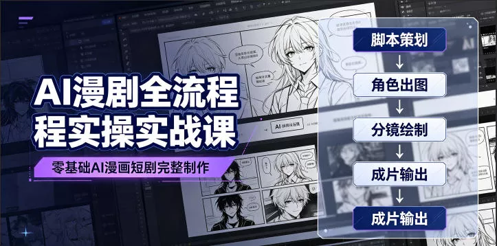 AI漫剧全流程实操实战课｜零基础AI漫画短剧完整制作、脚本出图成片全链路落地教程-卓越网创