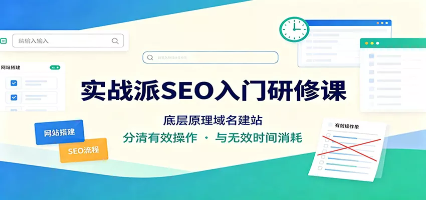 实战派SEO入门研修课：底层原理域名建站，分清有效操作与无效时间消耗-卓越网创