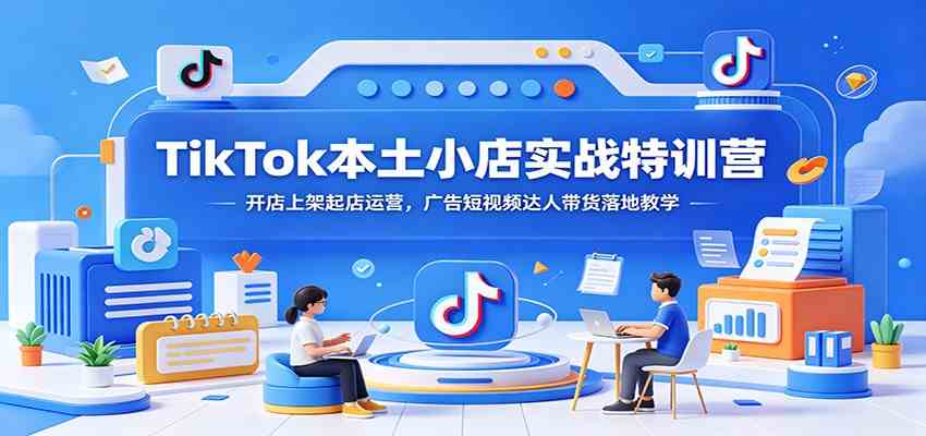 TikTok本土小店实战特训营:开店上架起店运营,广告短视频达人带货落地教学-卓越网创