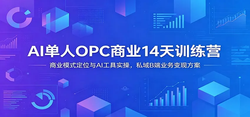 AI单人OPC商业14天训练营：商业模式定位与AI工具实操，私域B端业务变现方案-卓越网创