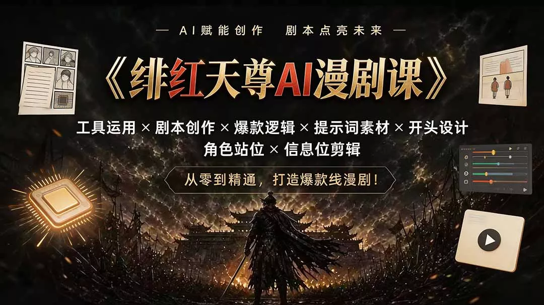 绯红天尊AI漫剧课|工具运用×剧本创作×爆款逻辑×提示词素材×开头设计×角色站位×信息位剪辑 绯红天尊AI漫剧课|工具运用×剧本创作×爆款逻辑×提示词素材×开头设计×角色站位×信息位剪辑