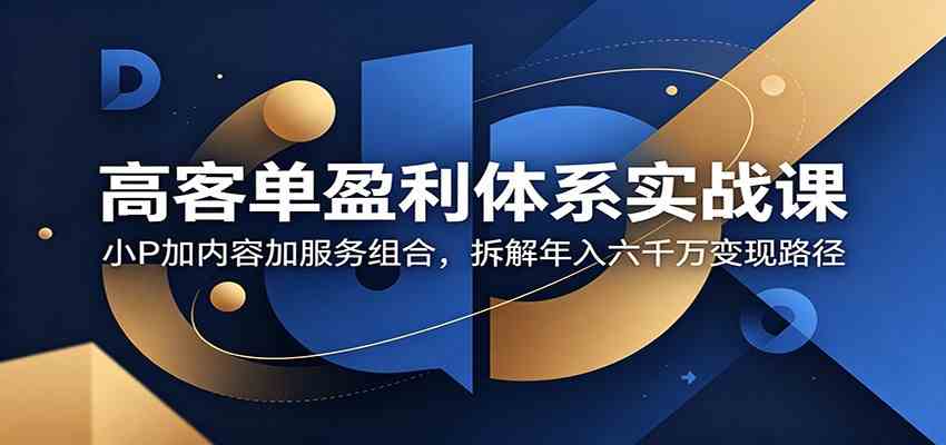 高客单盈利体系实战课:小P加内容加服务组合,拆解年入六千万变现路径-卓越网创