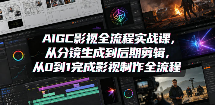 AIGC影视全流程实战课,从分镜生成到后期剪辑,从0到1完成影视制作全流程-卓越网创