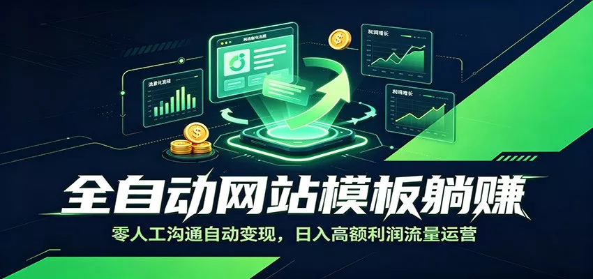 全自动网站模板躺赚：零人工沟通自动变现，日入高额利润流量运营-卓越网创