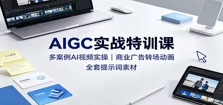 AIGC实战特训课：多案例AI视频实操，商业广告转场动画，全套提示词素材-卓越网创