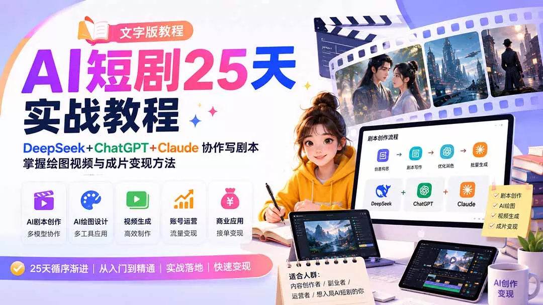 AI短剧25天实战教程(文字版教程-卓越网创