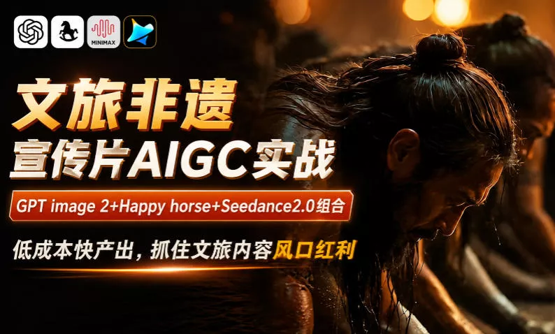 文旅非遗宣传片AIGC实战,GPT image 2+Happy horse+Seedance2.0组合,低成本快产出,抓住文旅内容风口红利-卓越网创