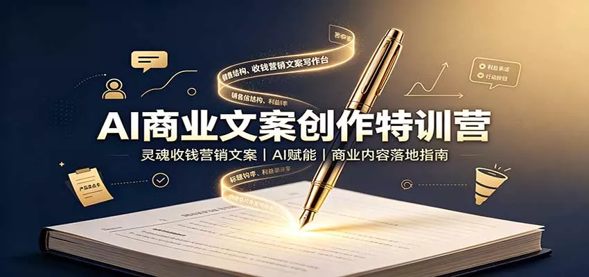 AI商业文案创作特训营：灵魂收钱营销文案，AI赋能，商业内容落地指南-卓越网创