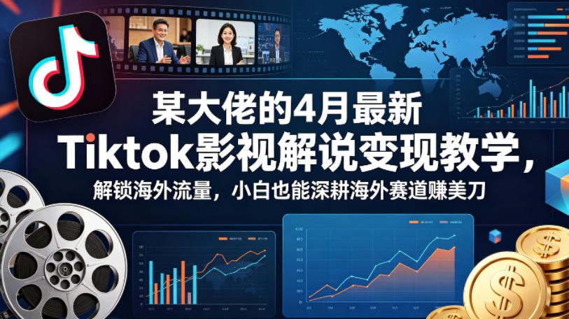 某大佬的4月最新Tiktok影视解说变现教学,解锁海外流量,小白也能深耕海外赛道賺美刀(更新)-卓越网创