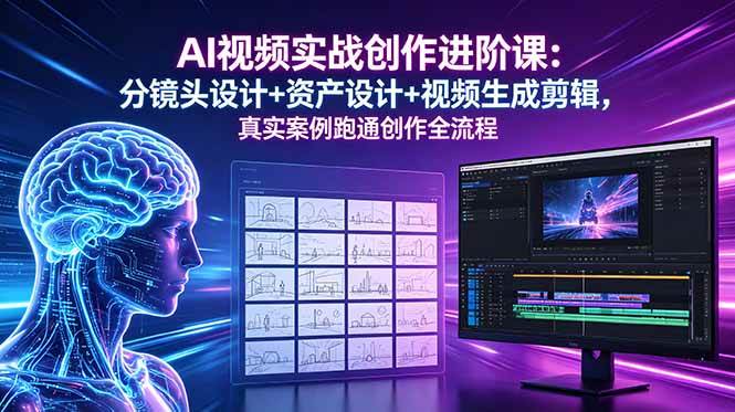 （18596期）AI视频实战创作进阶课：分镜头设计+资产设计+视频生成剪辑，真实案例跑通创作全流程-卓越网创