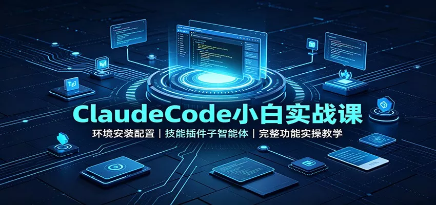 ClaudeCode小白实战课:环境安装配置,技能插件子智能体,完整功能实操教学-卓越网创