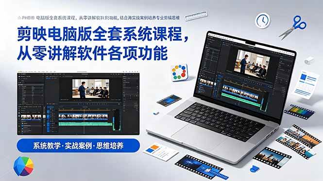 （18926期）剪映电脑版全套系统课程，从零讲解软件各项功能，结合海量实战案例培养专业剪辑思维-卓越网创