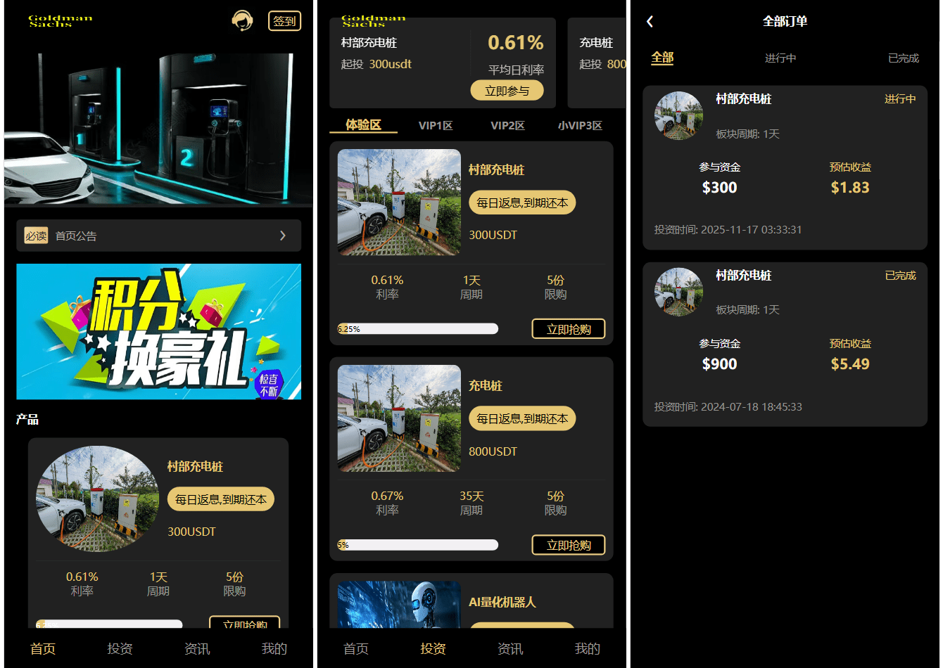 Fidelity充电桩投资理财系统源码-前端uniapp纯源码+后端PHP-卓越网创