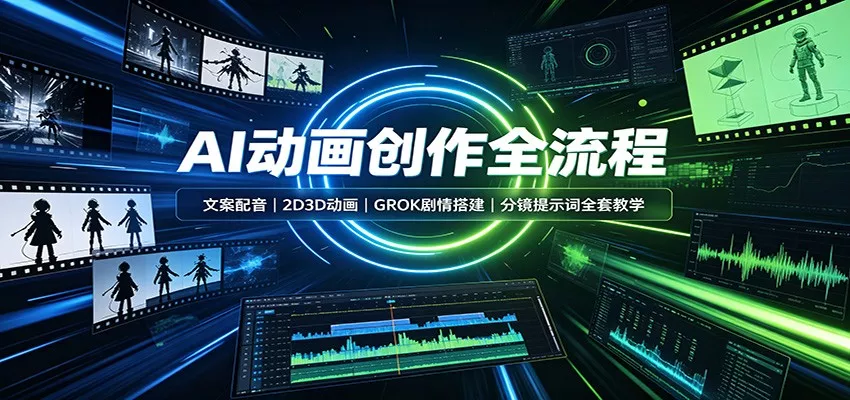 AI动画创作全流程：文案配音，2D3D动画，GROK剧情搭建，分镜提示词全套教学-卓越网创