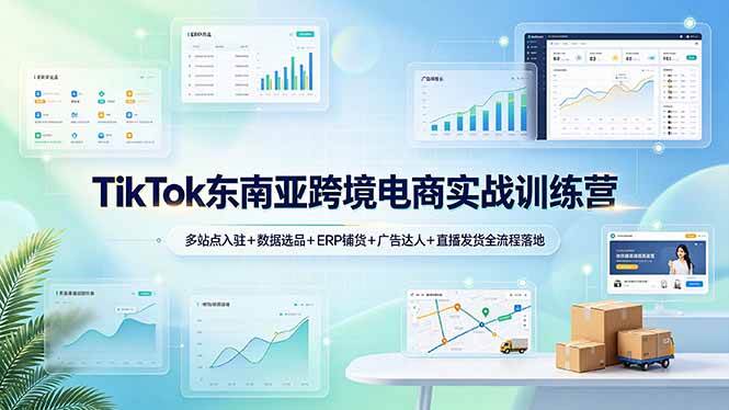 （19155期）TikTok东南亚跨境电商实战训练营：多站点入驻+数据选品+ERP铺货+广告达人+直播发货全流程落地-卓越网创