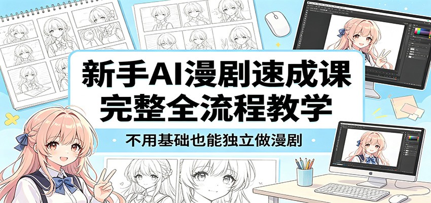 新手AI漫剧速成课：完整全流程教学，不用基础也能独立做漫剧-卓越网创