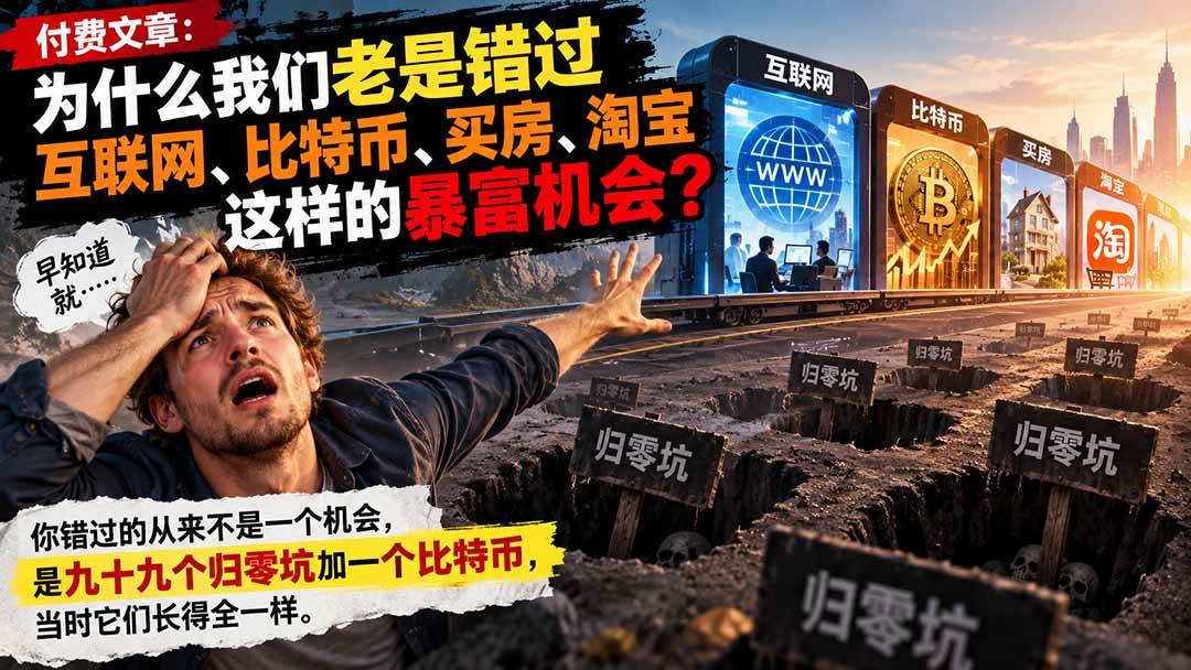 （20834期）付费文章：为什么我们老是错过互联网、比特币、买 房、淘宝这样的暴富机会？-卓越网创
