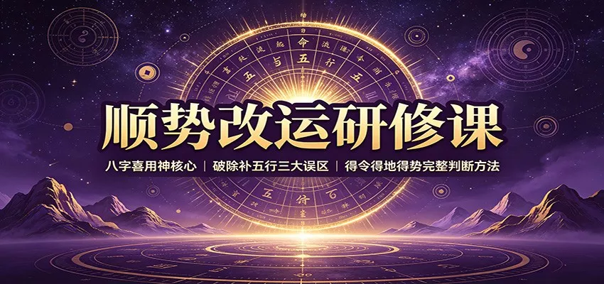 顺势改运研修课：八字喜用神核心，破除补五行三大误区，得令得地得势完整判断方法-卓越网创
