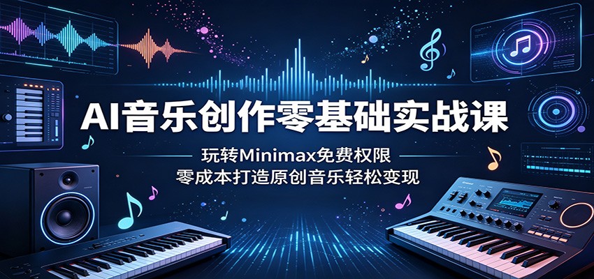 AI音乐创作零基础实战课：玩转Minimax免费权限，零成本打造原创音乐轻松变现-卓越网创