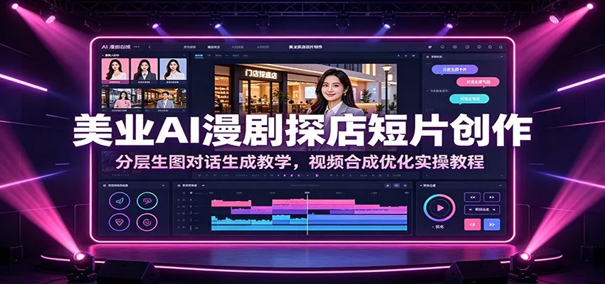 美业AI漫剧探店短片创作：分层生图对话生成教学，视频合成优化实操教程-卓越网创