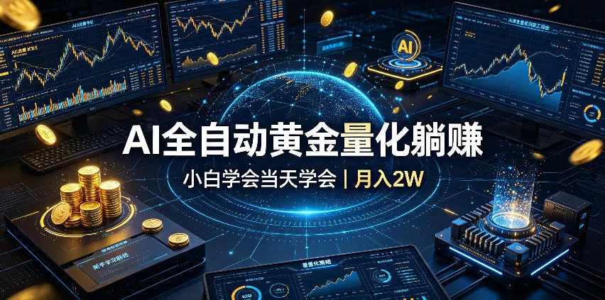AI全自动黄金量化躺賺:小白学会当天学会,月入2W!【揭秘】-卓越网创