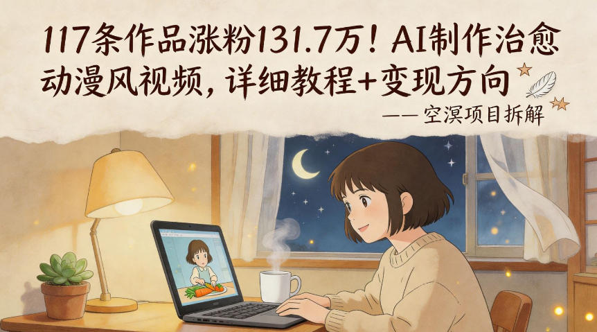 117条作品涨粉131.7W！AI制作治愈动漫风视频，详细教程+变现方向-卓越网创