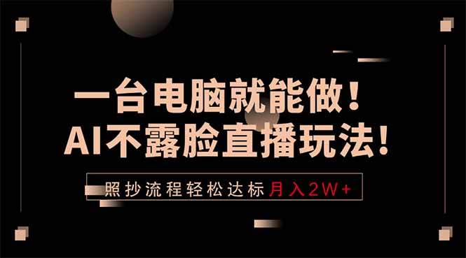 (18472期)一台电脑就能做!AI不露脸直播玩法,照抄流程轻松达标月入2W+-卓越网创