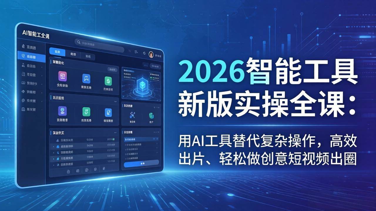 (18005期)2026智能工具新版实操全课:用AI工具替代复杂操作,高效出片、轻松做创意短视频出圈-卓越网创