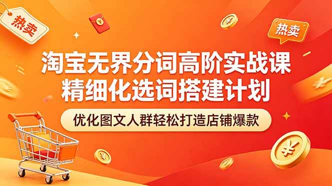 (18564期)淘宝无界分词高阶实战课 精细化选词搭建计划 优化图文人群轻松打造店铺爆款-卓越网创