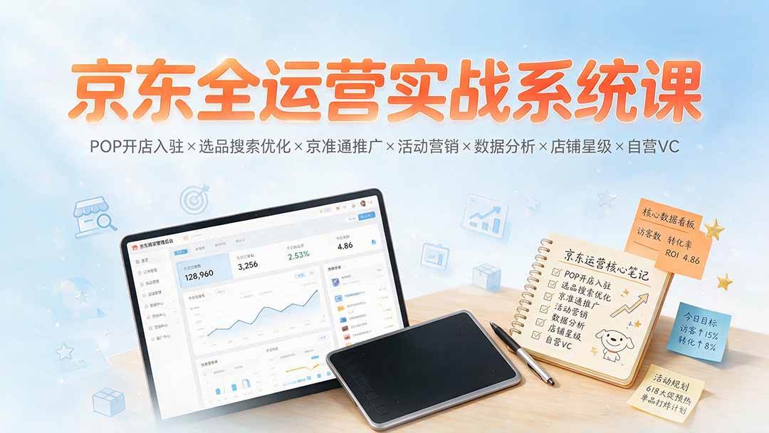 (19581期)京东全运营实战系统课:POP开店入驻×选品搜索优化×京准通推广×活动营销×数据分析×店铺星级×自营VC (19581期)京东全运营实战系统课:POP开店入驻×选品搜索优化×京准通推广×活动营销×数据分析×店铺星级×自营VC