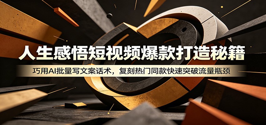 人生感悟短视频爆款打造秘籍:巧用A 批量写文案话术,复刻热门同款快速突破流量瓶颈-卓越网创