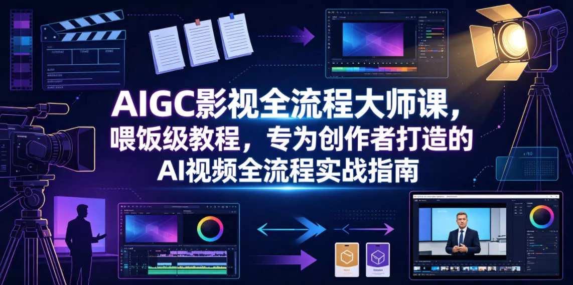AIGC影视全流程大师课,喂饭级教程,专为创作者打造的AI视频全流程实战指南 AIGC影视全流程大师课,喂饭级教程,专为创作者打造的AI视频全流程实战指南