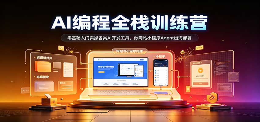 AI编程全栈训练营::零基础入门实操各类AI开发工具,做网站小程序Agent出海部署-卓越网创