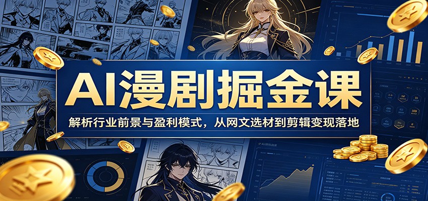 AI漫剧掘金课:解析行业前景与盈利模式,从网文选材到剪辑变现落地-卓越网创