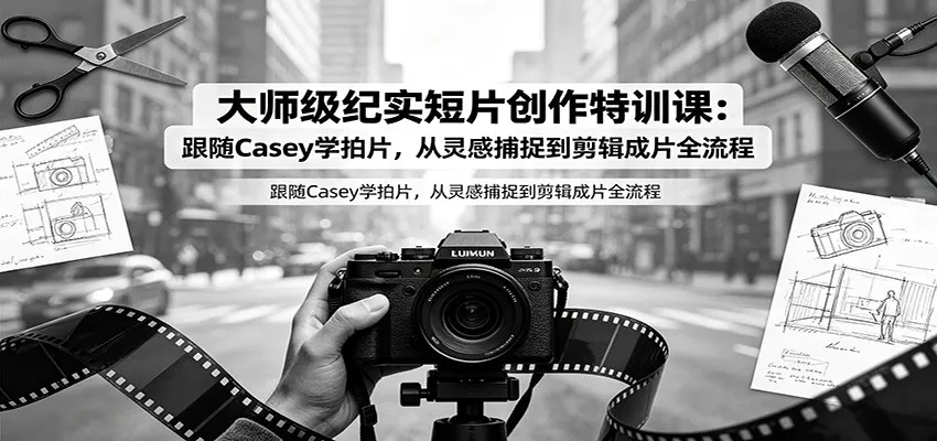 大师级纪实短片创作特训课：跟随Casey学拍片，从灵感捕捉到剪辑成片全流程-卓越网创